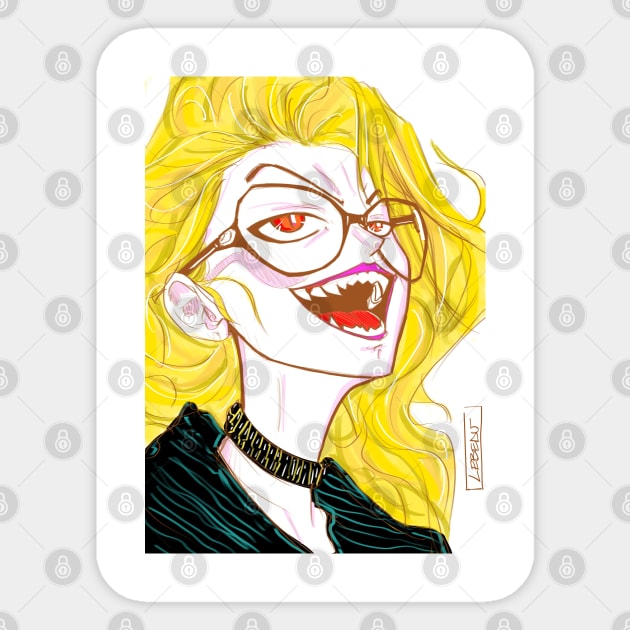 blonde vampire influencer ecopop in fancy style art in the dark Sticker by jorge_lebeau